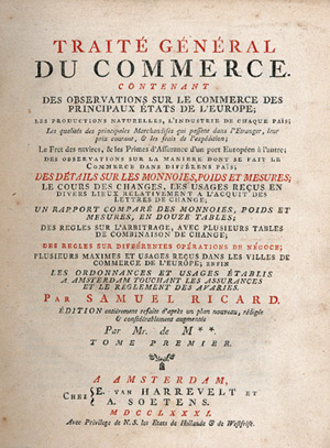 Lot 1020, Auction  101, Ricard, Samuel, Traité général du commerce