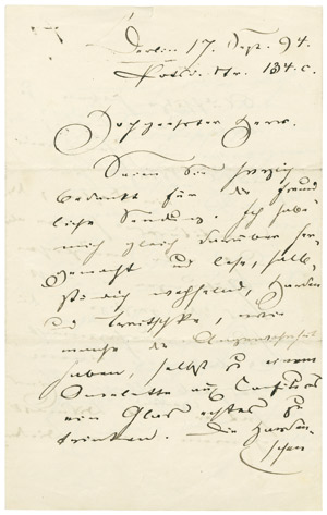 Lot 2527, Auction  101, Fontane, Theodor, Brief 1894 an Richard Sternfeld