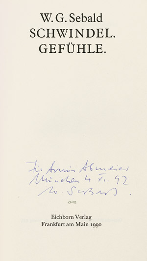 Lot 3674, Auction  101, Sebald, Winfried Georg, Schwindel. Gefühle