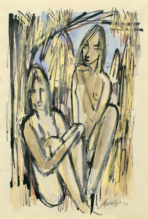 Lot 8233, Auction  101, Maetzel, Emil, Zwei Mädchenakte im Kornfeld
