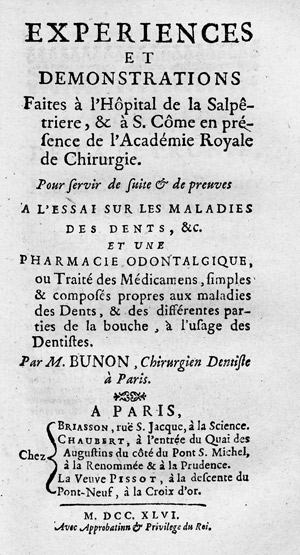 Lot 406, Auction  102, Bunon, R., Essay sur les maladies de dents, où l´on propos...