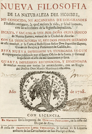 Lot 437, Auction  102, Sabuco de Nantes, Oliva, Nueve Filosofia de la naturaleza del Hombre 