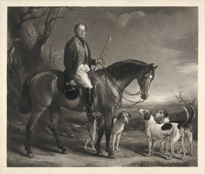 Lot 553, Auction  102, Englische Jagdszene, Adeliger Herr hoch zu Ross. 