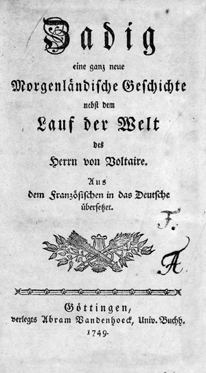 Lot 2133, Auction  102, Voltaire, F.-M A., Zadig eine ganz neue morgenländische Geschichte 