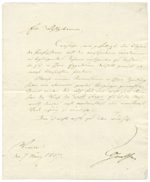 Lot 2337, Auction  102, Goethe, Johann Wolfgang von, Brief 1807 an Eichstädt