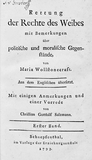 Lot 622, Auction  103, Wollstonecraft, Mary, Rettung der Rechte des Weibes 