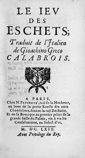 Lot 627, Auction  103, Greco, Gioacchino, Le ieu des eschets