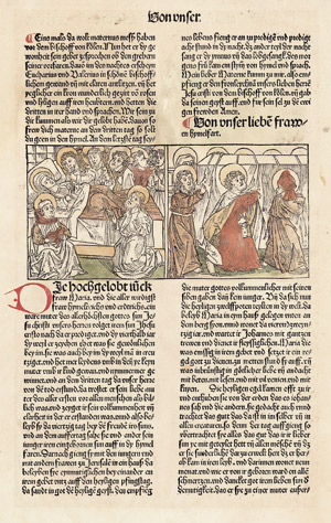 Lot 1001, Auction  103, Voragine, Jacobus de, Einzelblatt aus der Legenda Aurea, mit 2 kolorierten Doppelholzschnitten