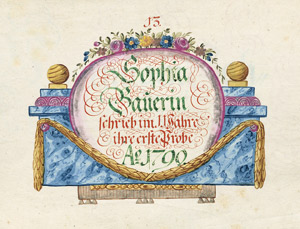 Lot 1012, Auction  103, Bauer, Sophia, Schreibmeisterbuch "Erste Probe" 1799