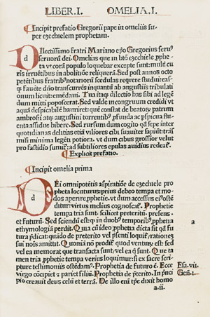 Lot 1019, Auction  104, Gregorius I., Homiliae super Ezechielem.