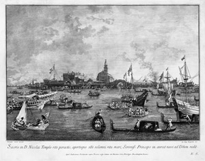 Lot 5309, Auction  104, Brustolon, Giovanni Battista, Der Doge hält im Bucintoro vor San Nicolò