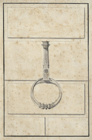 Lot 6348a, Auction  104, Toskanisch, Ende 18. Jh. Aufnahmen von Laterne, Fackelhalter und Pferdering