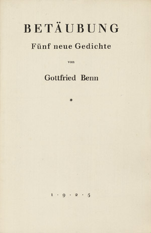 Lot 3665, Auction  105, Benn, Gottfried, Betäubung