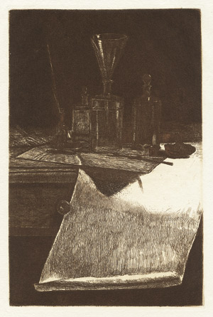 Lot 5406, Auction  105, Bonvin, François, Stilleben mit Radierwerkzeugen