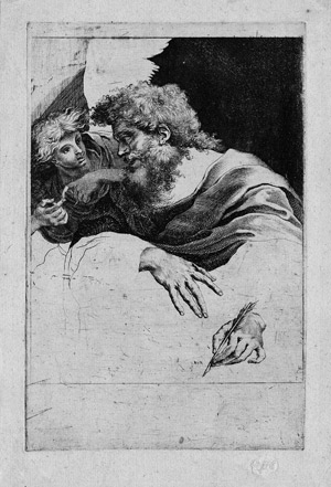 Lot 5389, Auction  106, Italienisch, um 1700. Johannes der Evangelist mit einem Engel