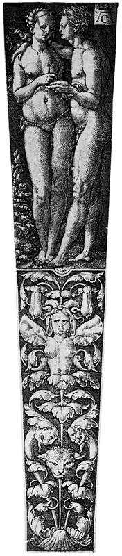 Lot 5613, Auction  106, Aldegrever, Heinrich, Dolchscheide mit einem nackten Mann und einer Frau 