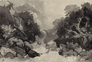 Lot 6753, Auction  106, Verhas, Theodor, Gebirgslandschaft mit reißendem Fluss