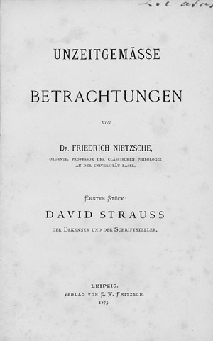 Lot 1725, Auction  107, Nietzsche, Friedrich, Unzeitgemässe Betrachtungen