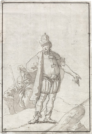 Lot 6568, Auction  107, Venezianisch, 18. Jh. Stehender Edelmann und zwei Krieger