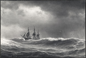 Lot 6704, Auction  107, Baagøe, Carl Emil, Dreimaster auf stürmischer See