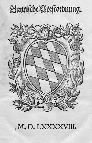 Lot 1553, Auction  108, Maximilian I., Herzog von Bayern, Bayrische Vorstordnung. 2. Auflage 1598