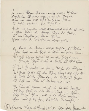 Lot 2228, Auction  108, Hasenclever, Walter, Signiertes Gedichtmanuskript