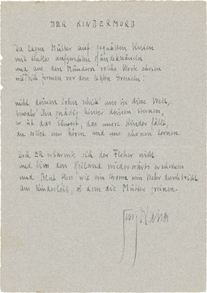 Lot 2254, Auction  108, Kaiser, Georg, Signiertes Gedichtmanuskript