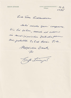 Lot 2508, Auction  109, Juenger, Ernst, Sammlung von Briefen, Postkarten, Dokumenten