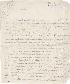 Lot 2667, Auction  109, Taglioni, Filippo, Brief 1840 aus St. Petersburg + Beigaben