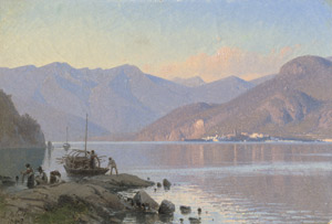 Lot 6134, Auction  109, Rohde, Frederik Nils, Abendstimmung am Lago di Garda mit Fischern