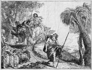 Lot 5327, Auction  110, Tiepolo, Giovanni Domenico, Die Heilige Familie kommt an einer Schafherde vorbei