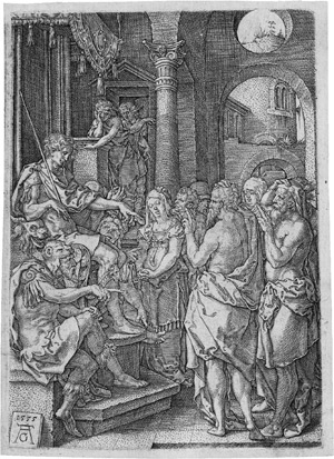 Lot 5409, Auction  110, Aldegrever, Heinrich, Susanna wird des Ehebruchs angeklagt