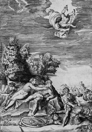 Lot 5440, Auction  110, Bonasone, Giulio, Calypso sucht Odysseus zurückzuhalten