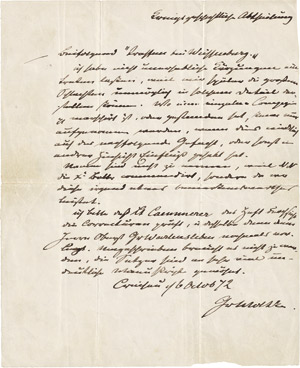 Lot 2236, Auction  111, Moltke, Helmuth Graf von, Brief und Manuskript 