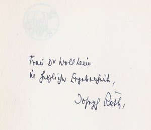 Lot 3414, Auction  111, Roth, Joseph, Zipper und sein Vater (Widmungsexemplar)