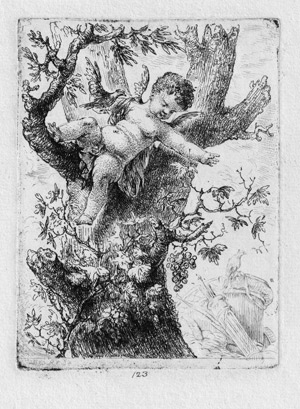 Lot 5306, Auction  111, Rode, Christian Bernhard, Cupido auf einer Ulme, wie er Tauben aus dem Neste nimmt und sich verwundet