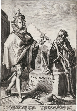 Lot 6356, Auction  111, Saenredam, Jan, Fui, non sum: Es, non eris: Der Tod überrascht einen jungen Mann