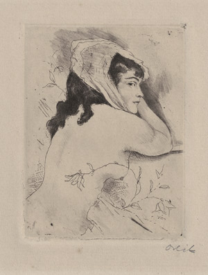 Lot 7342, Auction  111, Orlik, Emil, Kleiner Akt mit Blumen - Weiblicher Halbakt mit Kopftuch