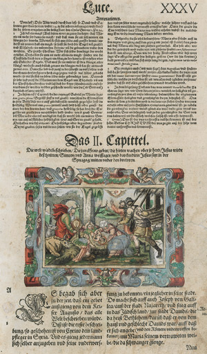 Lot 512, Auction  112, Lukasevangelium, Geburt Christi. Kolor. Holzschnitt auf Einzelblatt