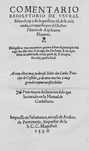 Lot 1726, Auction  112, Azpilcueta, Martín de, Commentarius de usuris resolutorius sobre el cap. j. de la question