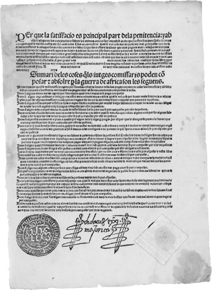 Lot 1755, Auction  112, Varela de Salamanca, Juan, Indulgencia y cruzada de penitencia