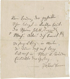 Lot 2405, Auction  112, Kerner, Justinus, Signiertes Gedichtmanuskript