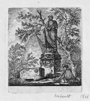 Lot 5264, Auction  112, Barbault, Jean, Ein Zeichner vor einer antiken Statue und der Cestius-Pyramide