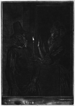 Lot 5287, Auction  112, Delfos, Abraham, Eine junge Frau mit einem Kerzenleuchter und eine männliche Komödienfigur