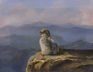 Lot 6103, Auction  112, Gauermann, Friedrich - Umkreis, Adlerküken auf einem Felsvorsprung vor dem Alpenpanorama