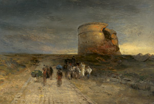 Lot 6145, Auction  112, Flamm, Albert, "Torre dei Schiavi": Heimkehrende Landleute in der römischen Campagna.