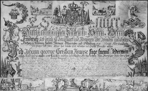 Lot 301, Auction  113, Krause, Johann George Christian und Sophienberg, Abschlussdiplom der Gärtnerlehre 