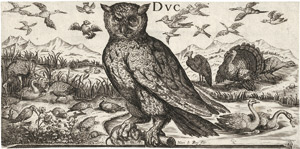 Lot 6386, Auction  113, Le Roy, Henry, Eule mit erbeuteter Maus sowie weitere Vögel zu Wasser, zu Lande und in der Luft.