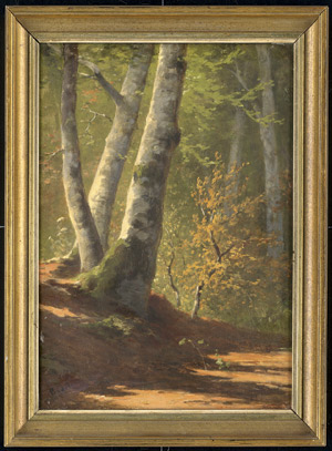 Lot 6921, Auction  113, Bolze, Carl, Waldstudie. Herbstlicher, sonnenbeschienener Waldweg