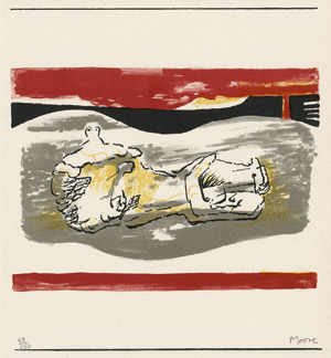 Lot 7320, Auction  113, Moore, Henry, Reclining figure with red stripes